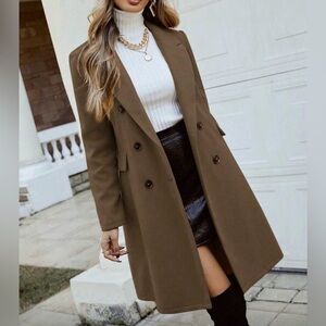 Classic Button Double Breasted Trench Coat Jacket